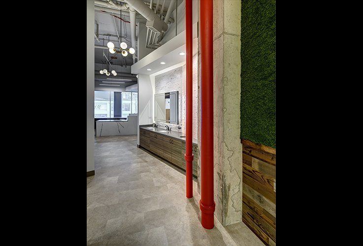 Hallway looking into dental office waiting room