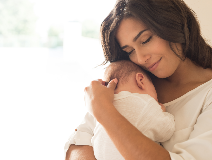 Mother holding baby